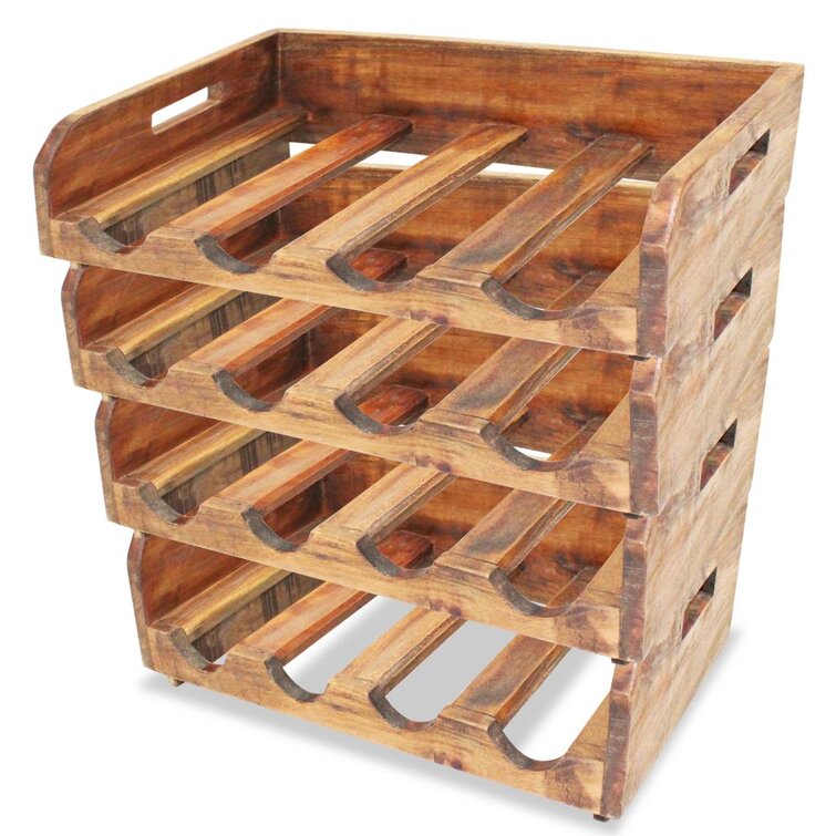 Bless international Wine Racks for 16 Bottles Solid Reclaimed Wood